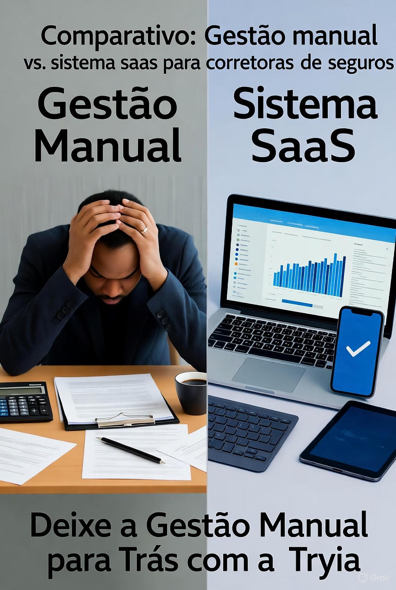 Gestão manual vs. sistema SaaS para corretoras de seguros